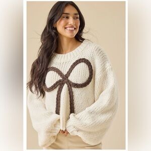 NWT Altar'd State Cream Jayda Bow Sweater M/Large
